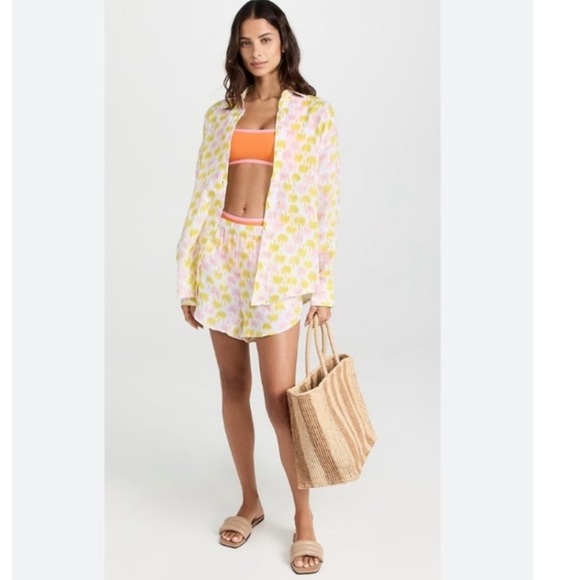 Marea Apres Beach Cotton Gauze Shorts In Golden Hour Pockets NEW L - Picture 2 of 13